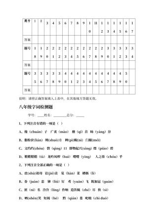 人教版语文八下字词检查题