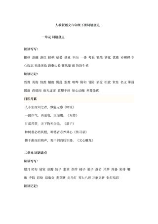 人教版语文六年级下册词语盘点日积月累
