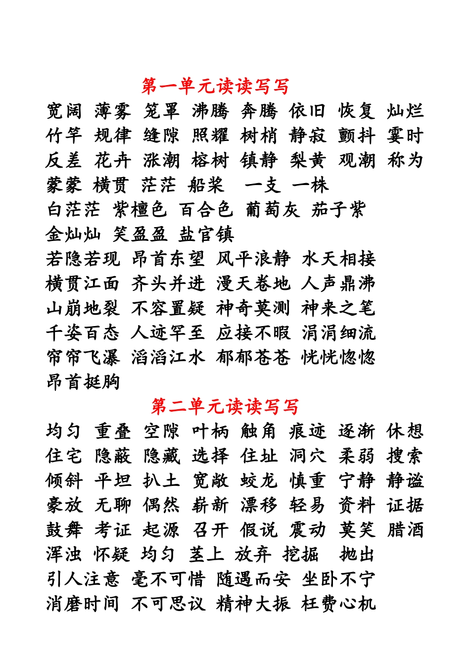 人教版语文四年级上册1-8单元词语盘点_第1页