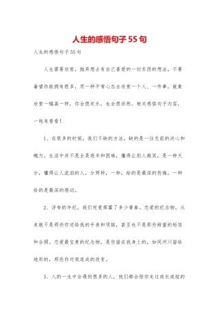 人生的感悟句子55句