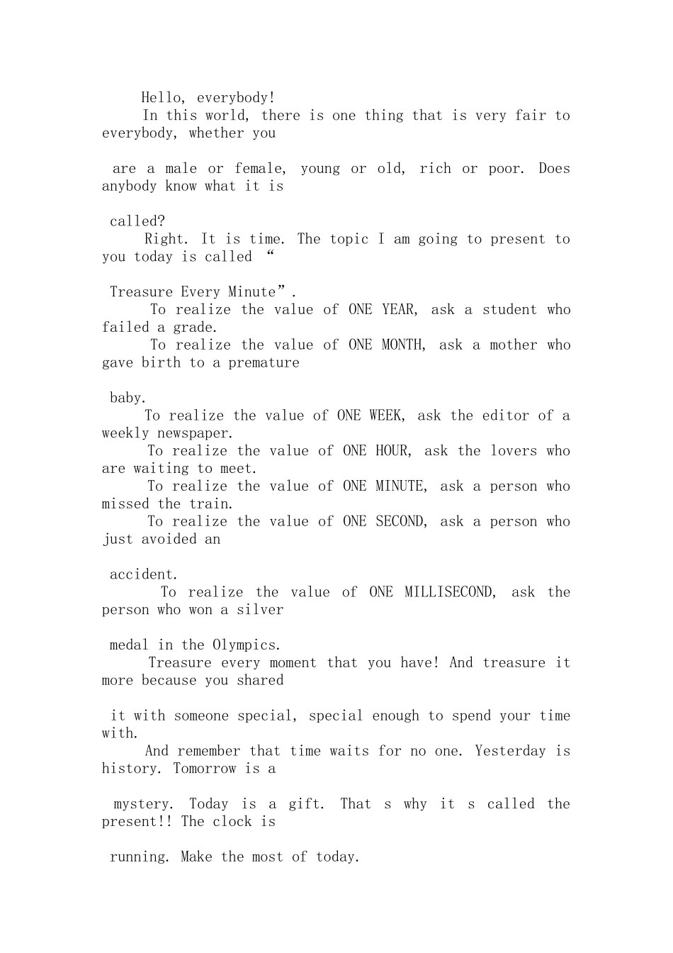 以时间为题的英文演讲稿5篇_第3页