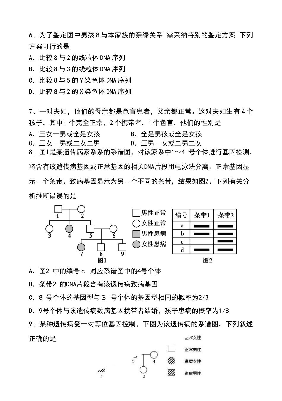 伴性遗传习题练习题_第2页