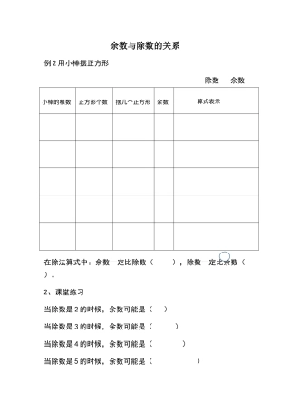 余数与除数的关系练习题