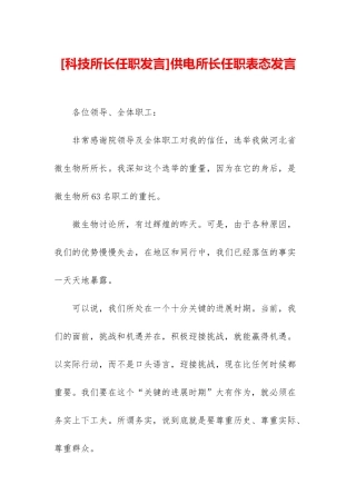 供电所长任职表态发言