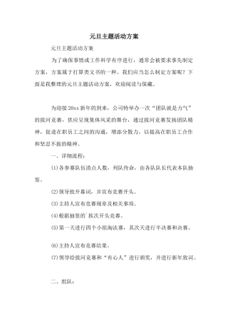 元旦主题活动方案