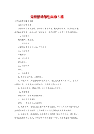 元旦活动策划集锦5篇