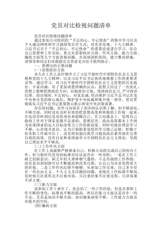 党员对照检视问题清单