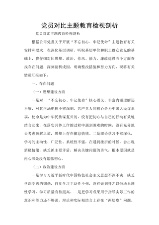 党员对照主题教育检视剖析