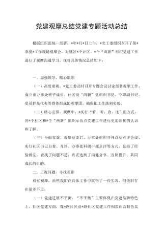 党建观摩总结党建专题活动总结