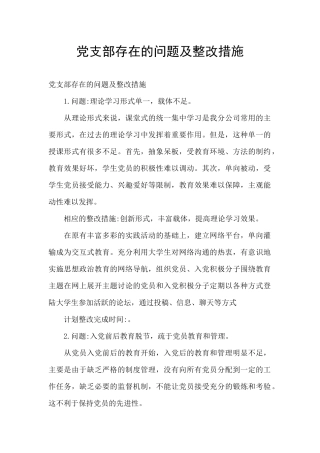 党支部存在的问题及整改措施