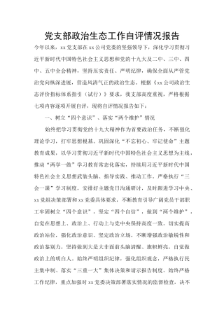 党支部政治生态工作自评情况报告