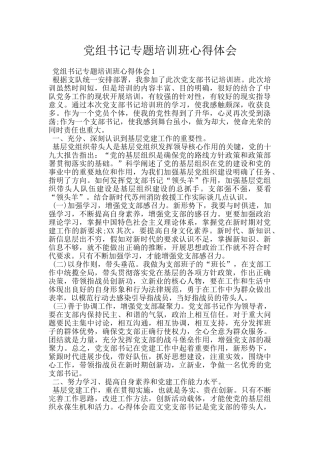 党组书记专题培训班心得体会
