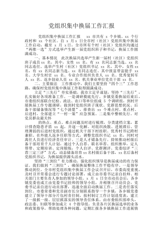 党组织集中换届工作汇报