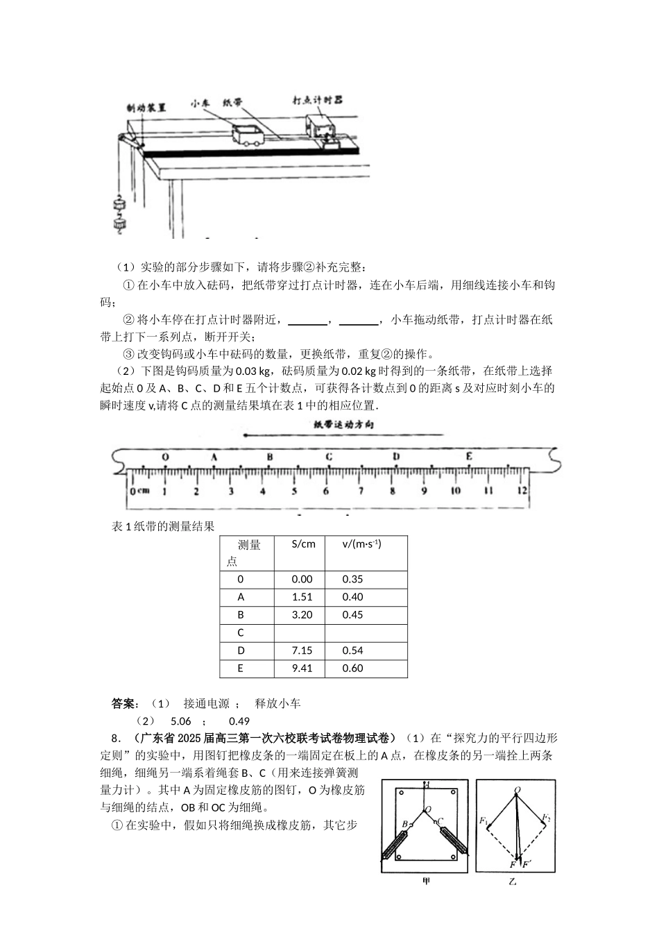 全国名校高考专题训练12-力学实验_第3页