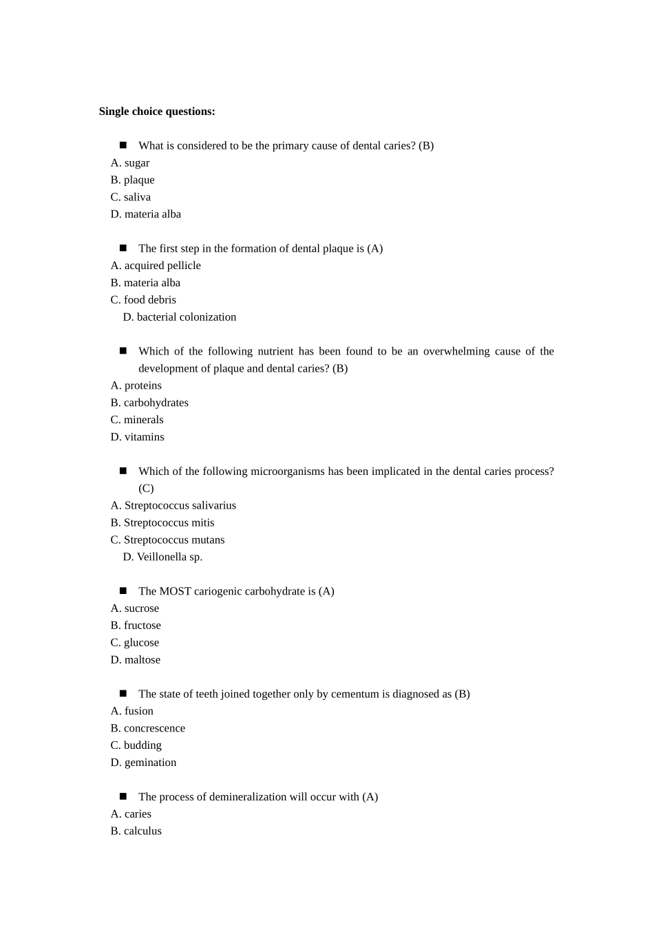 全英文复习题--中山大学-口腔医学_第1页