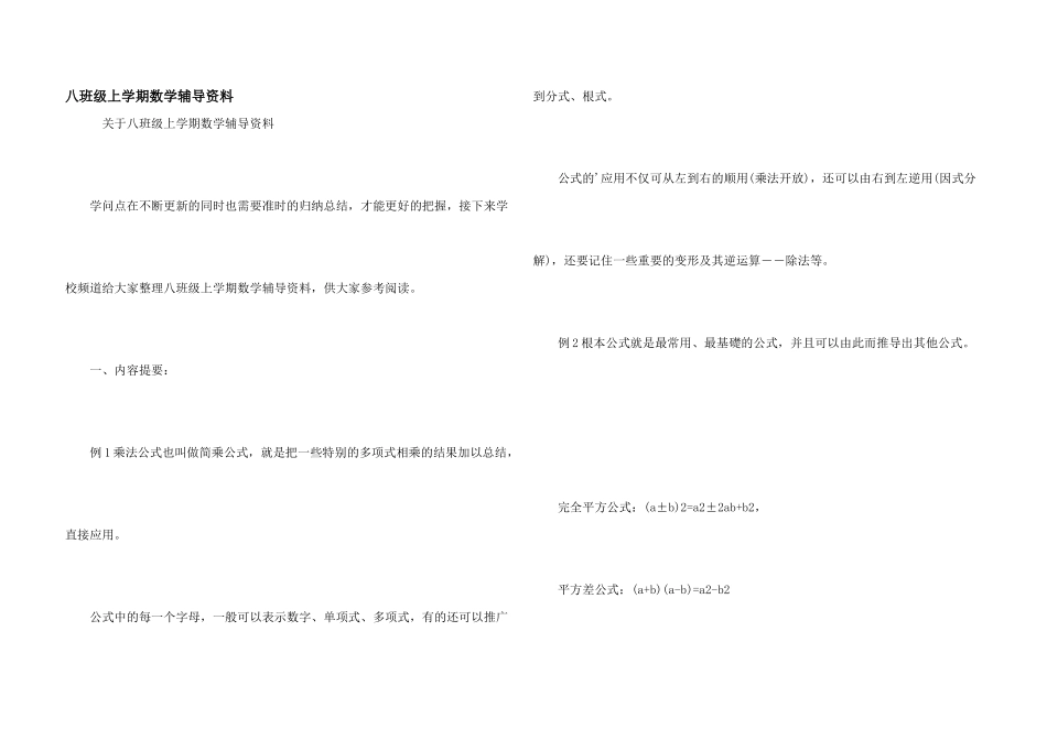 八年级上学期数学辅导资料_第1页