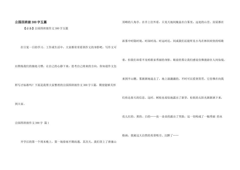 公园四年级300字五篇_第1页