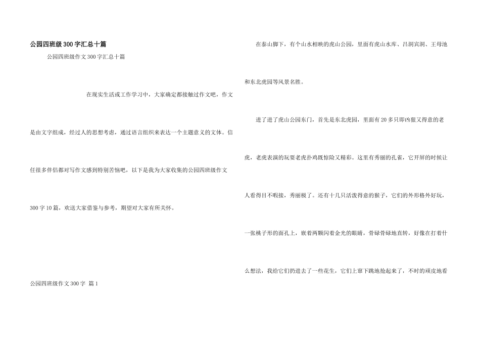 公园四年级300字汇总十篇_第1页