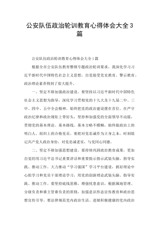 公安队伍政治轮训教育心得体会大全3篇