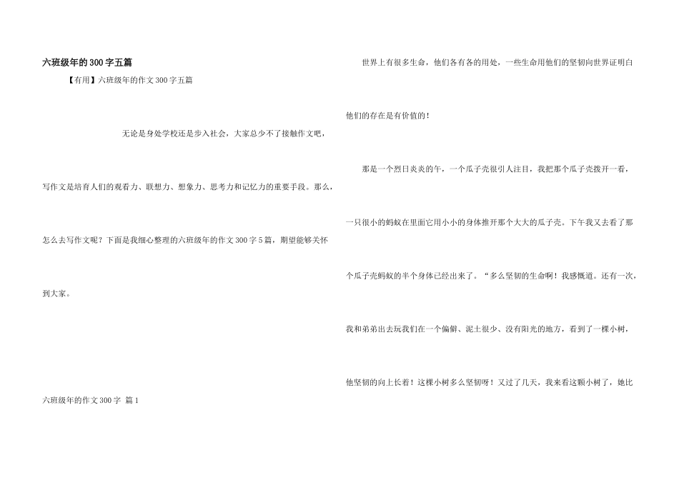 六年级年的300字五篇_第1页