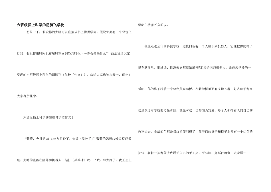 六年级插上科学的翅膀飞小学_第1页