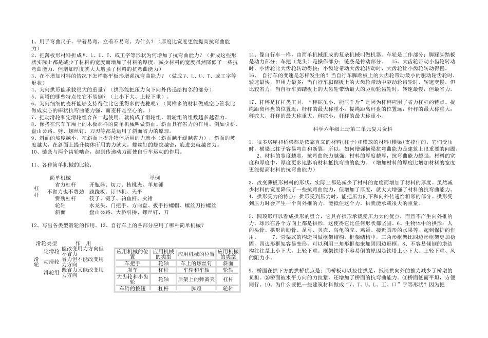 六年级教科版上册科学复习_第2页