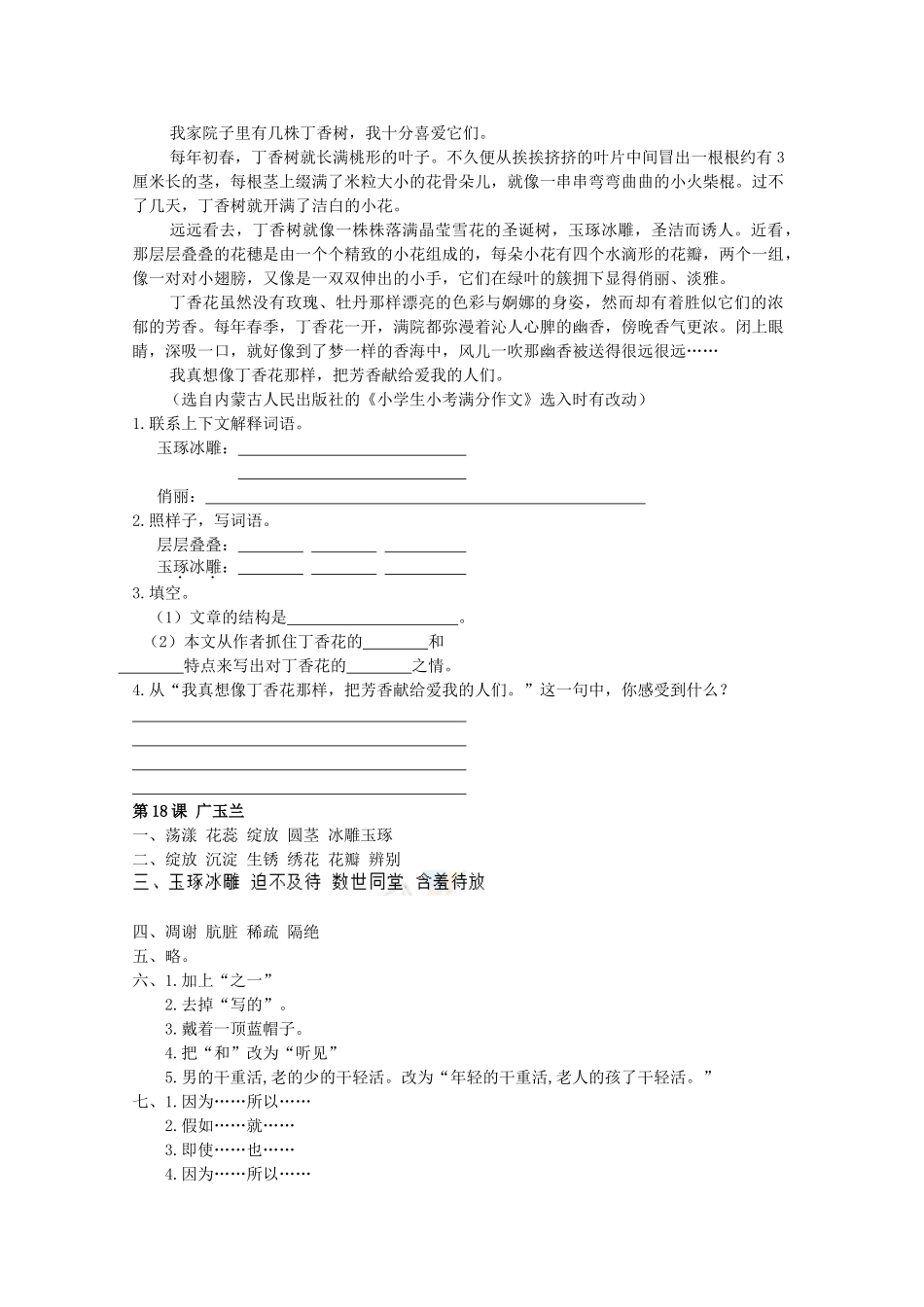 六年级语文下册18-广玉兰同步精练-苏教版1_第3页