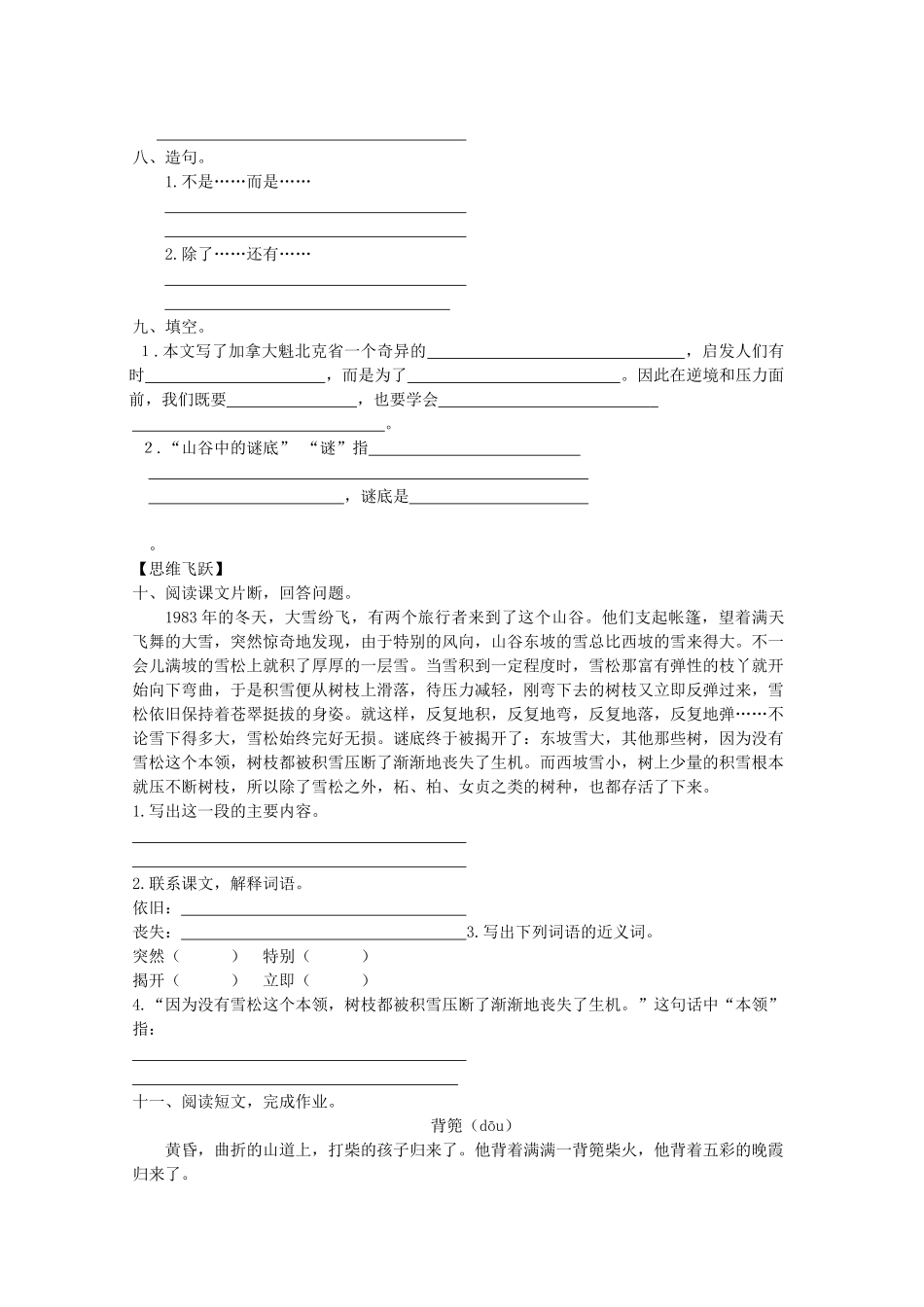 六年级语文下册17-山谷中的谜底同步精练-苏教版1_第2页