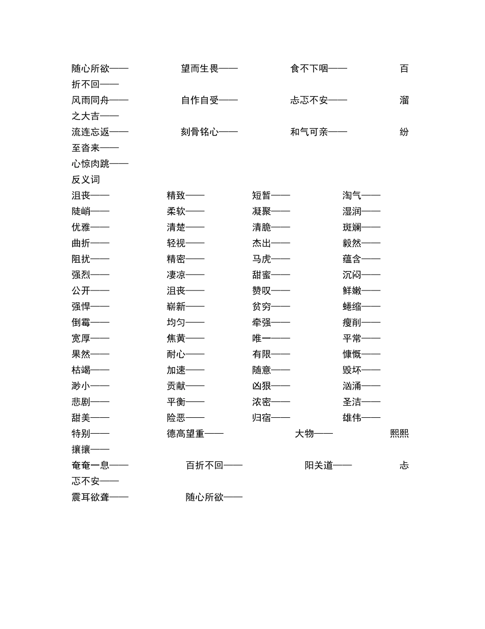 六年级近义词和反义词练习题_第2页