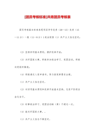 共青团员考核表