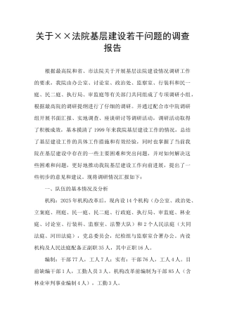 关于××法院基层建设若干问题的调查报告