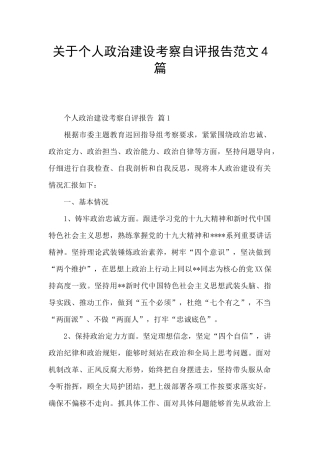 关于个人政治建设考察自评报告范文4篇