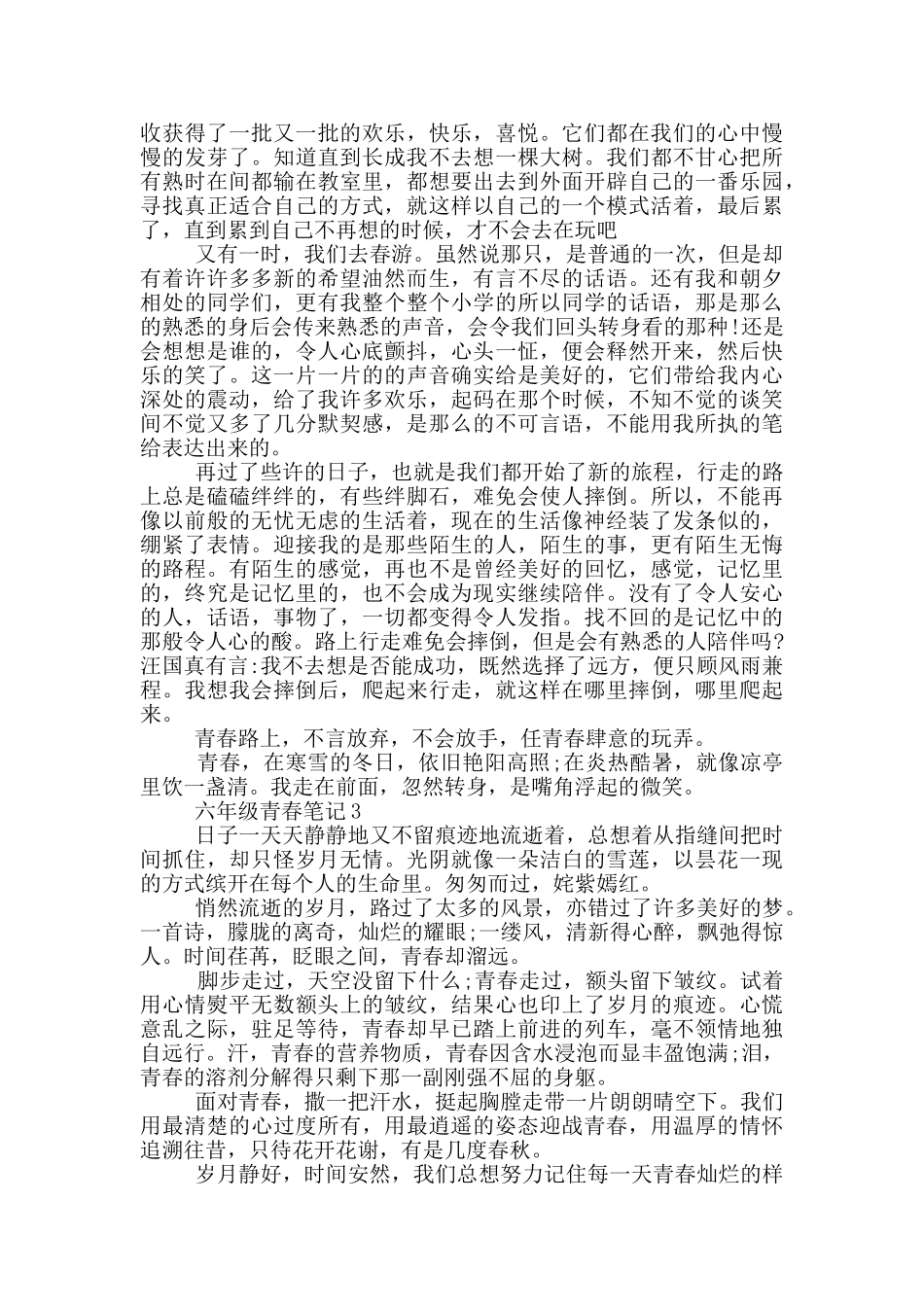 关于六年级青春笔记_第2页