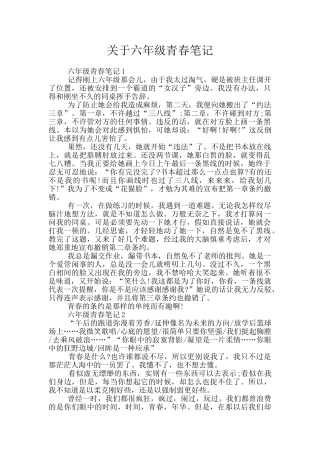 关于六年级青春笔记