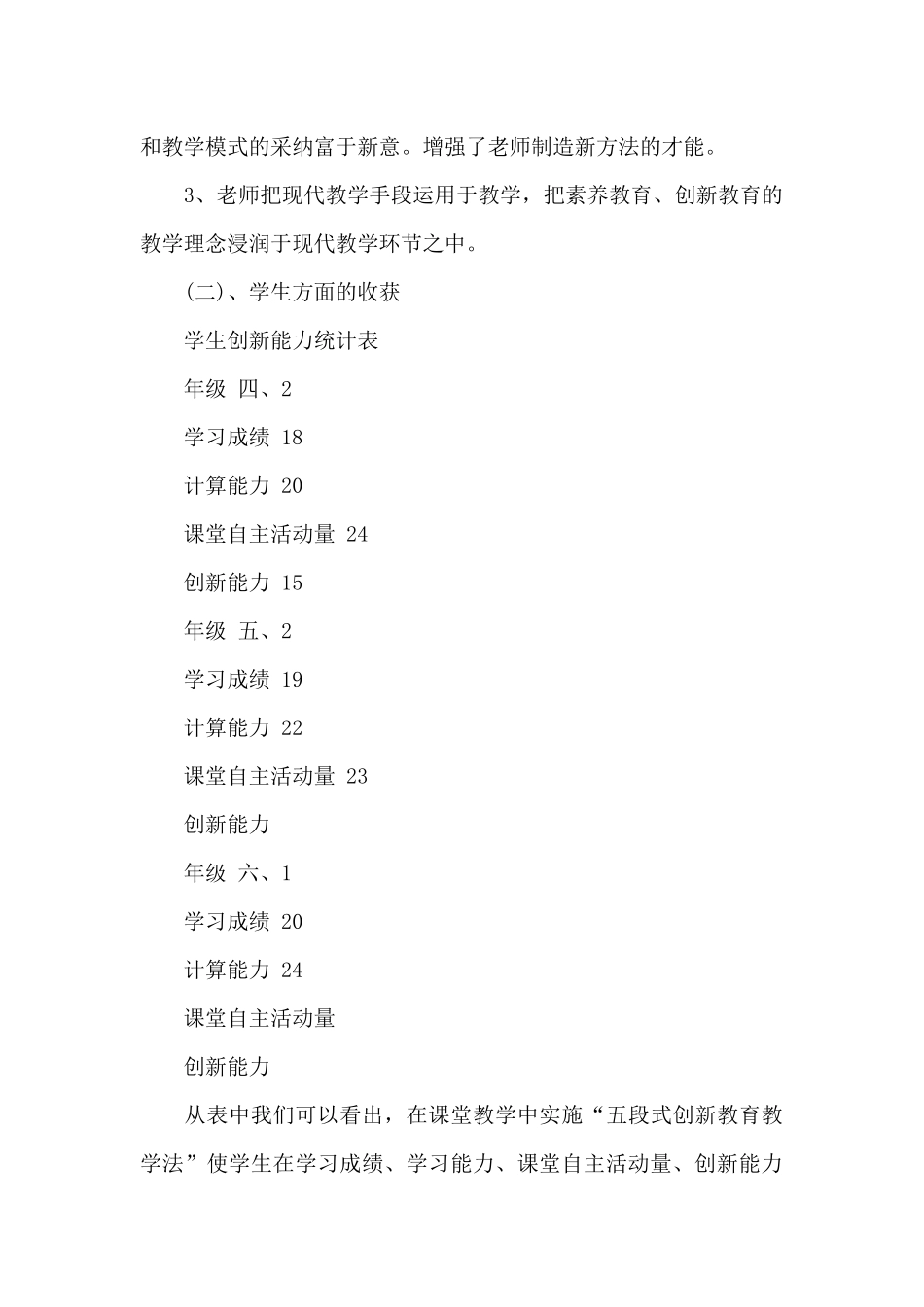 关于农村小学学生在数学科创新能力培养方面调查报告_第3页