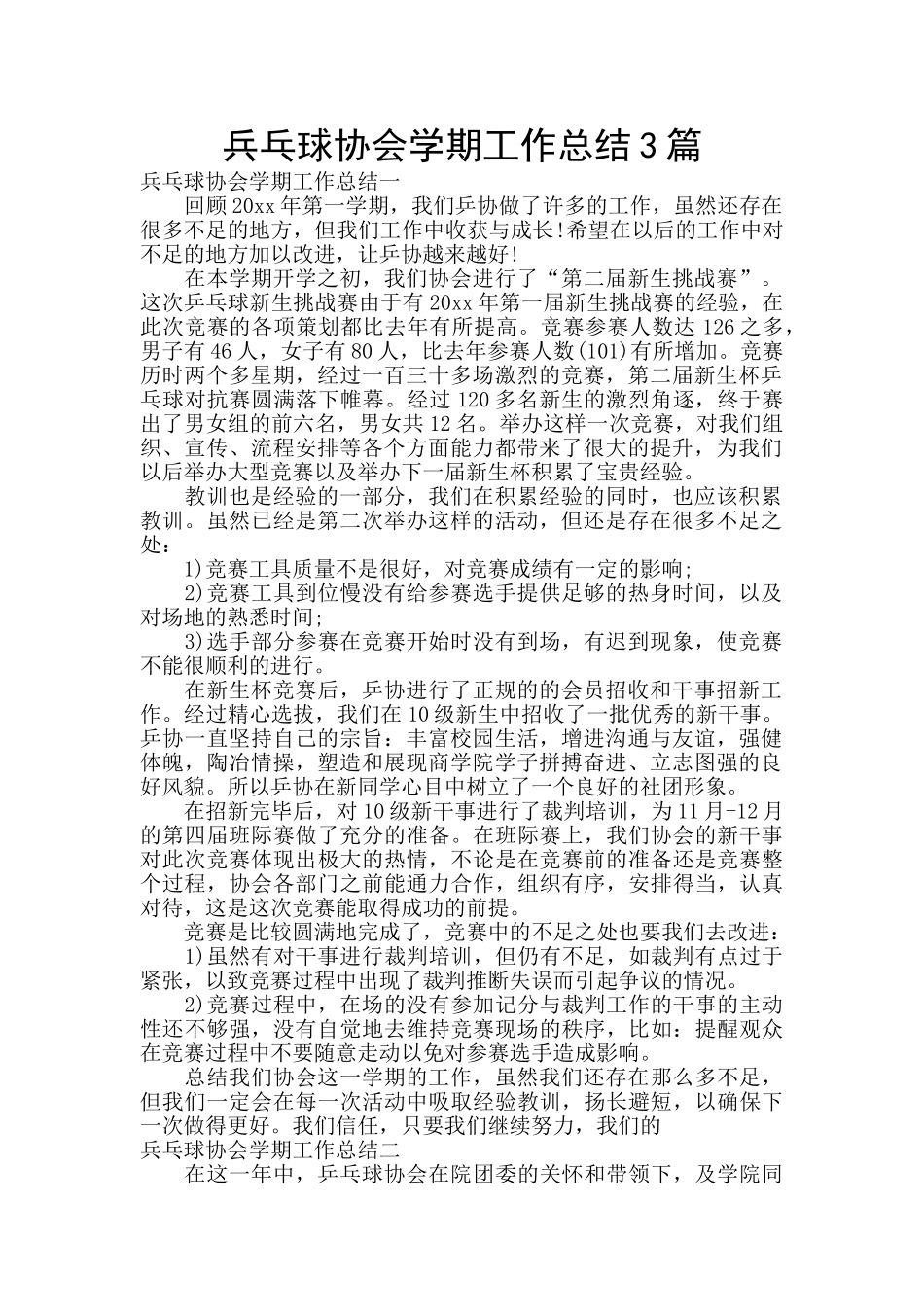 兵乓球协会学期工作总结3篇_第1页