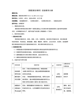 兽医微生物学实验教学大纲