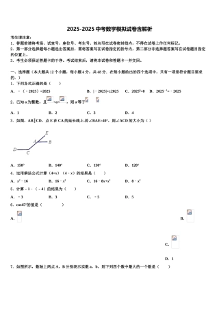 内蒙古乌兰察布市集宁七中学中考数学模拟精编试卷含解析