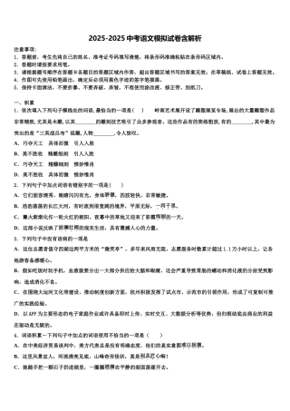 内蒙古乌兰浩特市第十三中学中考语文模拟精编试卷含解析