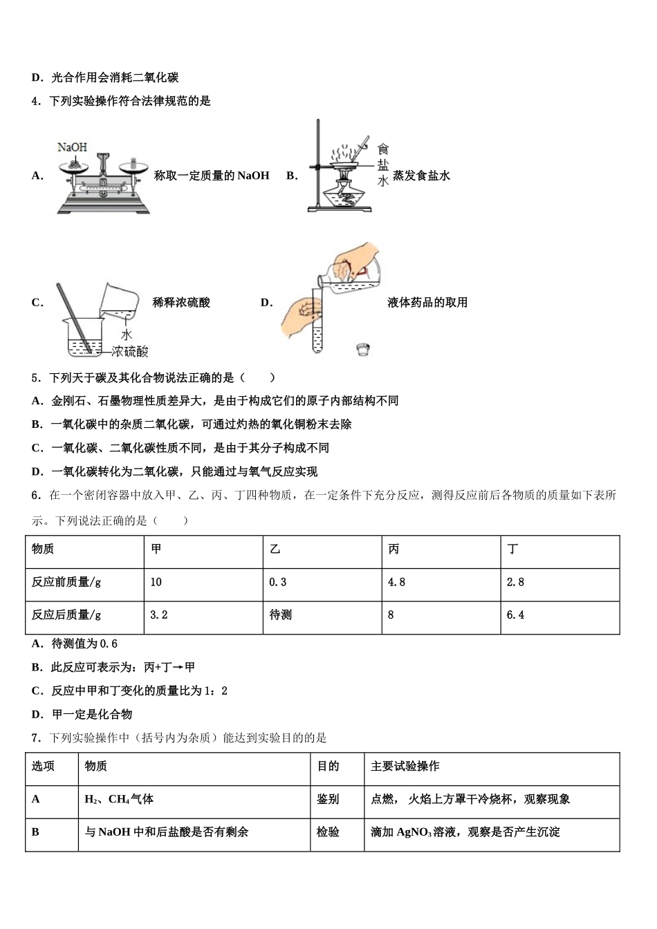 内蒙古包头市、巴彦淖尔市中考押题化学预测卷含解析_第2页
