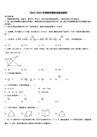 内蒙古包头市九原区十校联考最后数学试题含解析