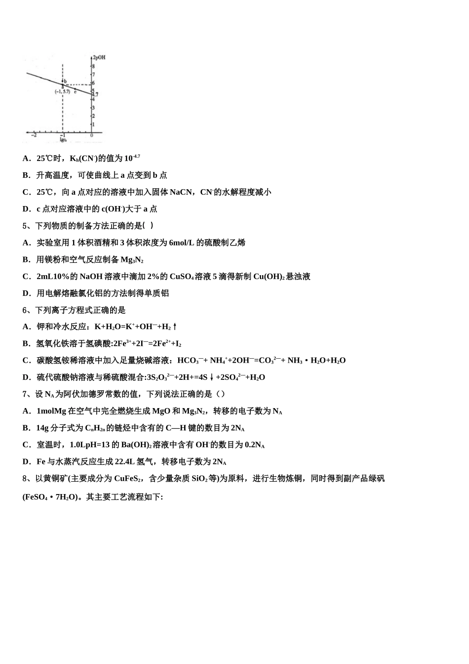 内蒙古包头市高考冲刺模拟化学试题含解析_第2页