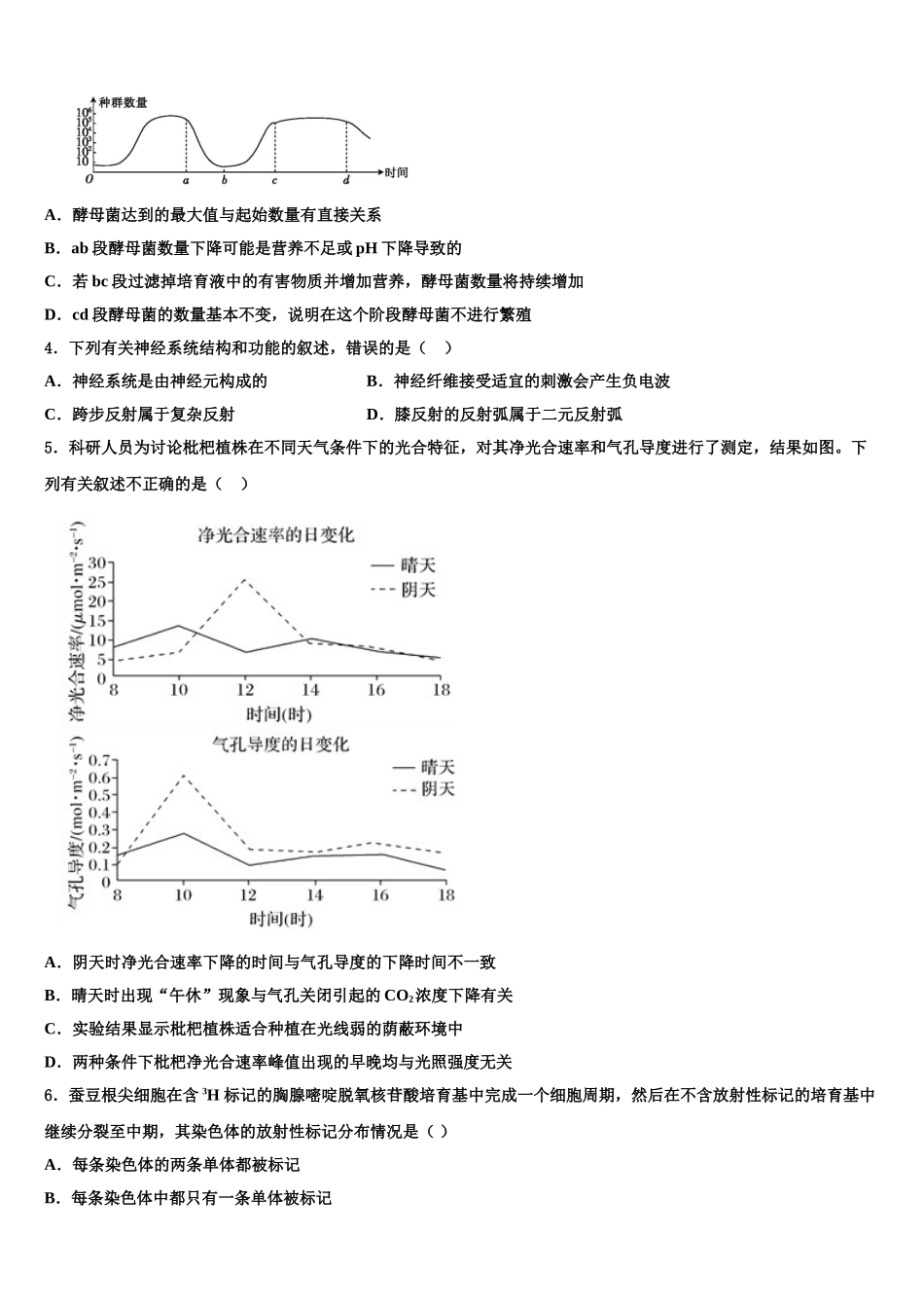 内蒙古呼伦贝尔市莫旗尼尔基一中高考冲刺模拟生物试题含解析_第2页