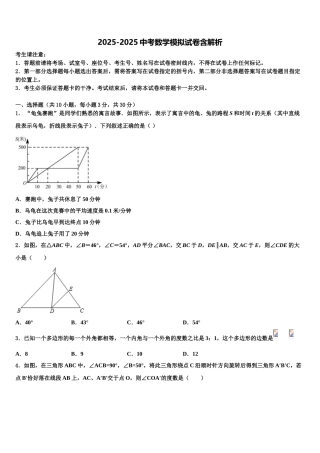 内蒙古自治区赤峰市翁牛特旗乌丹第三中学初中数学毕业考试模拟冲刺卷含解析