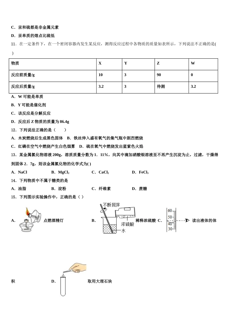 内蒙古赤峰市翁牛特旗乌丹六中学中考化学考前最后一卷含解析_第3页