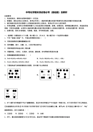 内蒙古鄂尔多斯附属校中考化学押题试卷含解析