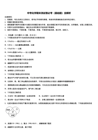 内蒙古重点中学十校联考最后化学试题含解析