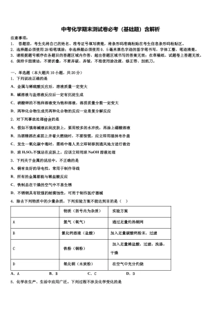 内蒙巴彦淖尔市重点名校中考化学最后一模试卷含解析