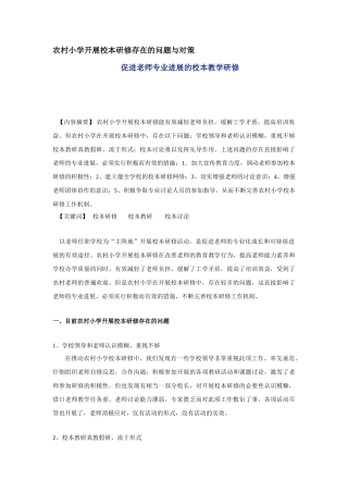 农村小学开展校本研修存在的问题与对策