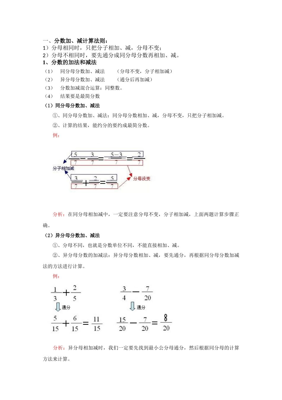 分数加减法运算及练习题_第1页
